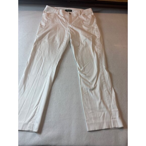 Ralph Lauren White Cotton Blend Womens Straight Leg Pants Size 8 - Picture 1 of 10